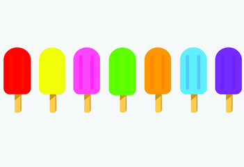 Collection of various multicolored ice cream icons isolated vector illustration on white background.