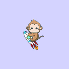 cute monkey playing rocket