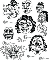 balinese set mask illustration