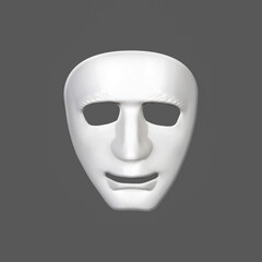 Theatrical mask isolated on white background. 3D illustration. Emotions.