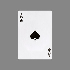 Ace of spades. Isolated on a gray background. Gamble. Playing cards.