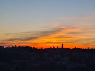 sunset over the town