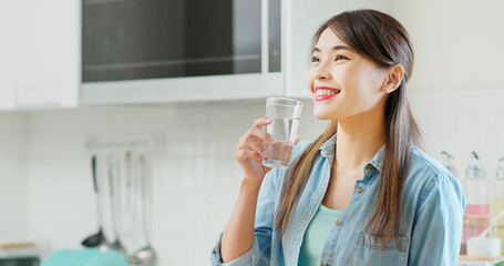 Asian woman drink water
