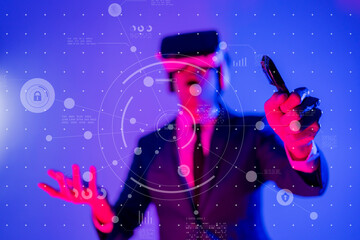 Metaverse VR virtual reality business meeting conference, future innovation augmented reality,...