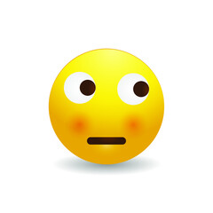 3d stylized smiley with a smile, thinking emoji