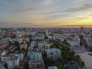 Kyiv, Ukraine. Aerial View of Kyiv and Sofia square. Aerial drone view.