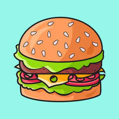 cute cartoon hamburger vector illustration