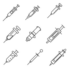 Thin line icons set for Syringe,vector illustrations