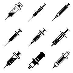 solid icons set for Syringe,vector illustrations