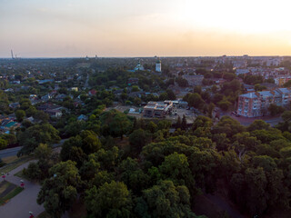 Chernigov, Ukraine. View of the Chernigov city. Aerial drone view.