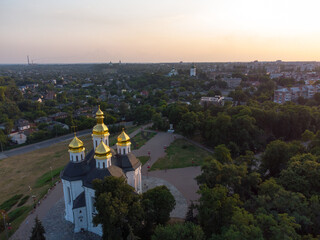 Chernigov, Ukraine. Catherine's Church. Aerial drone view. - 490911159
