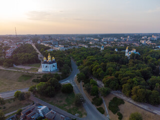 Chernigov, Ukraine. Catherine's Church. Aerial drone view. - 490911183