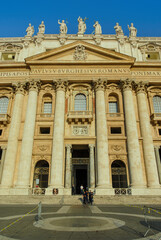 Fototapeta na wymiar Vatican, Rome, Italy - June 2000: Facade of St. Peter's Basilica