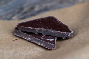pieces of milk chocolate are lying on the table