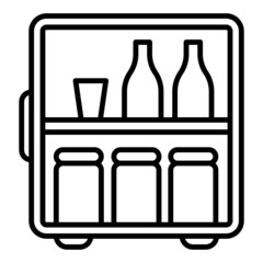 refrigerator, small refrigerator containing bottles of drinks