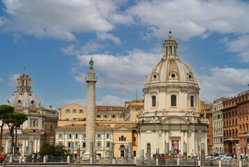Fototapeta na wymiar Rome, Italy - June 2000: View of the historic city