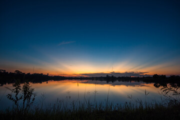 Fototapeta premium Sunset on the lake landscape