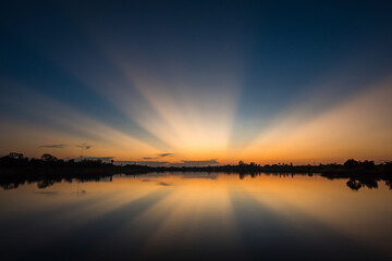Sunset on the lake landscape