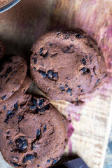 sweet crispy dessert of chocolate cookies with chocolate
