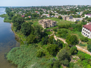Kozatske, Ukraine. Estate Trubetskoy. Aerial drone view. - 490913727