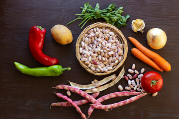 ingredients for red kidney beans with olive oil