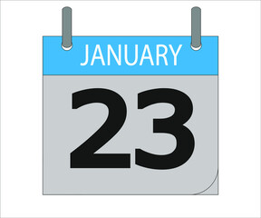 January 23th. Calendar icon. Date day of the month Sunday, Monday, Tuesday, Wednesday, Thursday, Friday, Saturday and Holidays