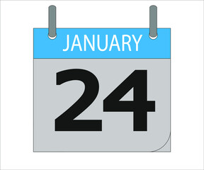 January 24th. Calendar icon. Date day of the month Sunday, Monday, Tuesday, Wednesday, Thursday, Friday, Saturday and Holidays