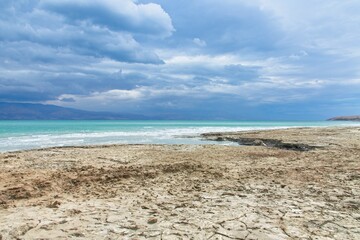 The Dead Sea is a salt lake in Israel at the lowest point on earth of 430 meters below sea level....