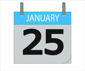 January 25th. Calendar icon. Date day of the month Sunday, Monday, Tuesday, Wednesday, Thursday, Friday, Saturday and Holidays