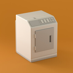 Flat Color Dryer Machine in Orange Background, 3d Rendering