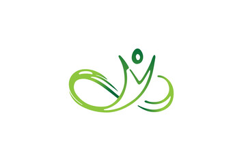 creative infinity green body health logo design symbol vector illustration