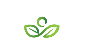 creative infinity leaves person body logo design vector symbol illustration