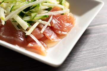 carpaccio salad tuna avocado cucumber radish マグロとアボカドのカルパッチョ