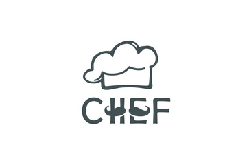 creative chef hat letter mustache logo vector symbol illustration