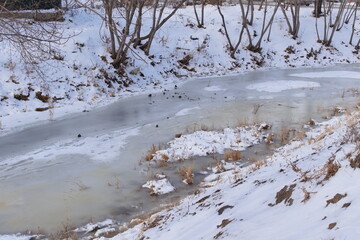 frozen river in winter