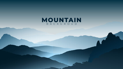 mountain landscape with fog and forest. mountain landscape wallpaper for dekstop. 