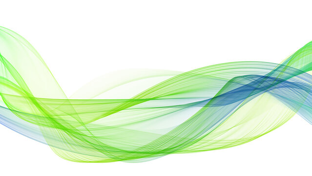 Abstract soft wave design, decoration element. Green and blue gradient curves on white isolated background. © GraffiTimi