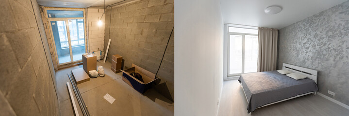 Fototapeta na wymiar Repair of premises in the house. The room before the upgrade.