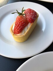 strawberry cheesecake on plate