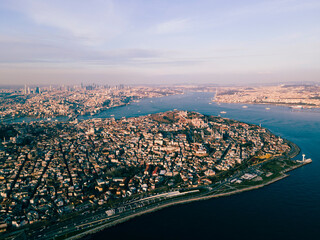Fototapeta premium aerial view of istanbul cityscape and bosphorus