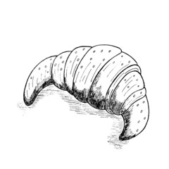 Croissant sweet bakery product sketch engraving vector illustration. Scratch style imitation. Black and white hand drawn image.