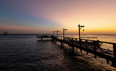 Fototapeta premium Sunset jetty Pirate Bay Curacao