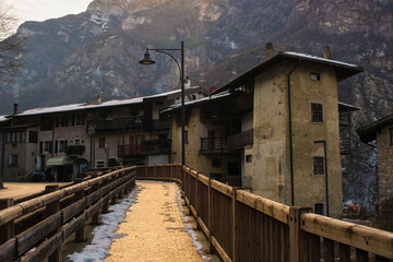 Winter in the tiny village of Dietrobeseno in Trentino-Alto Adige, north east Italy
