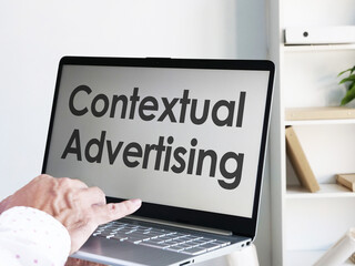 Contextual advertising is shown on the business photo using the text