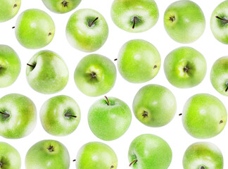 Colorful apples with leaves isolated on white background. Beautiful background with apples. organic products