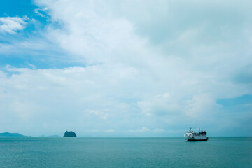 The ferry floating on the sea