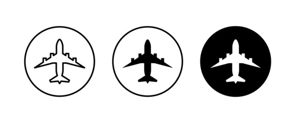 Plane, aircraft, Airplane travel, air plane flight icons button, vector, sign, symbol, logo, illustration, editable stroke, flat design style isolated on white linear pictogram