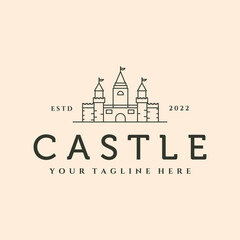 Naklejka premium outline castle line art logo vector symbol illustration design