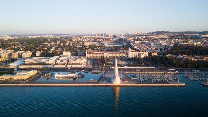 amazing wide photo of the pattern of discoveries in Lisbon