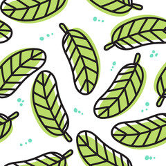 Seamless pattern tropical Leaf isolated on white background. Vector illustration.	